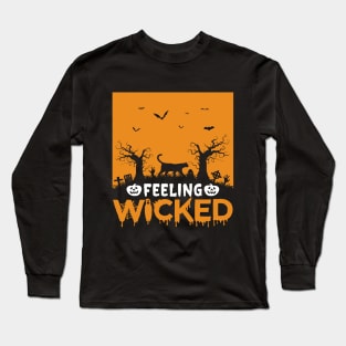 Creepy Halloween Cat Long Sleeve T-Shirt